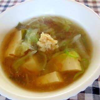 白菜と豆腐のとろとろ和風スープ